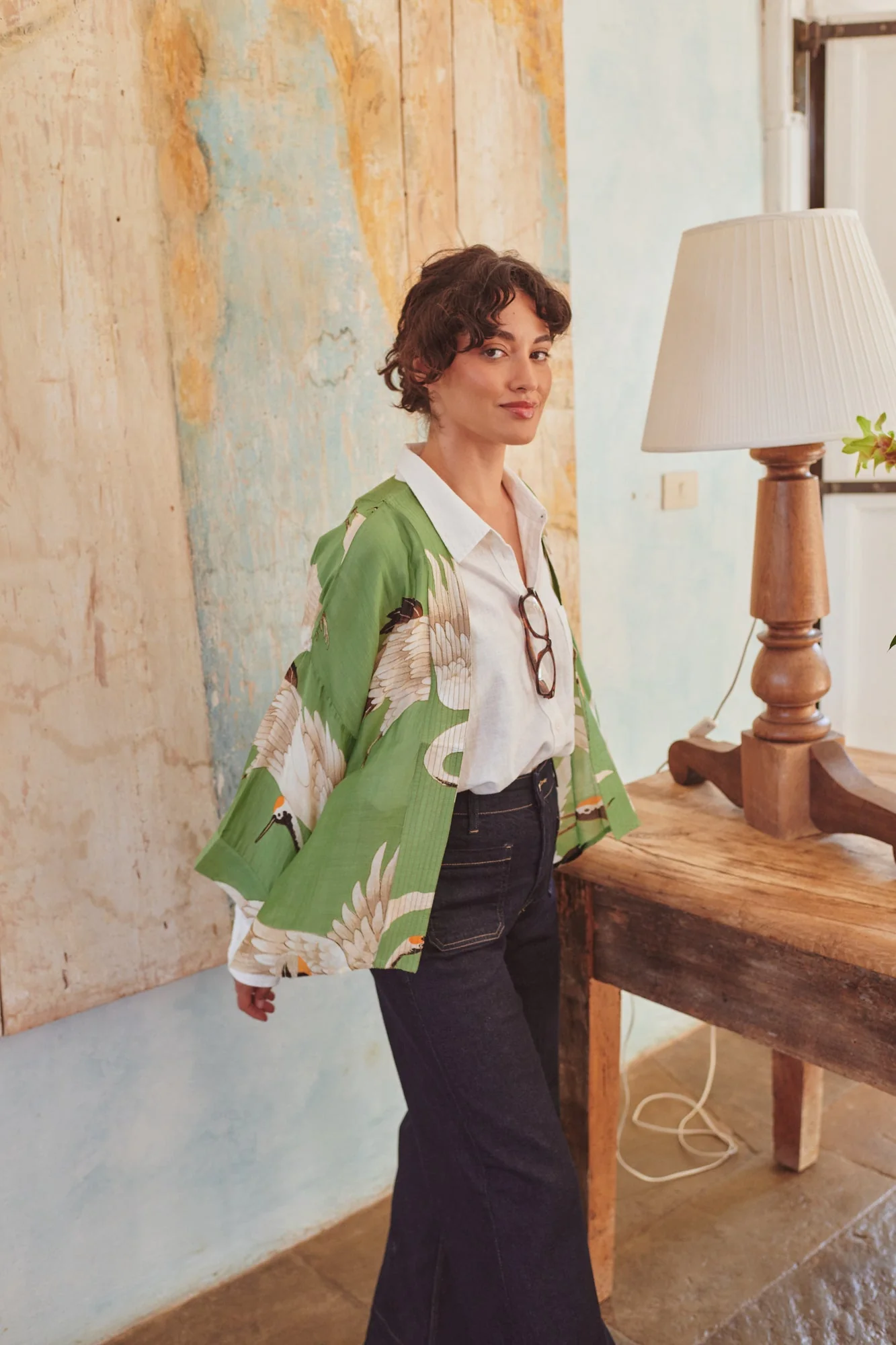 Stork Pea Green Kimono - Image 3