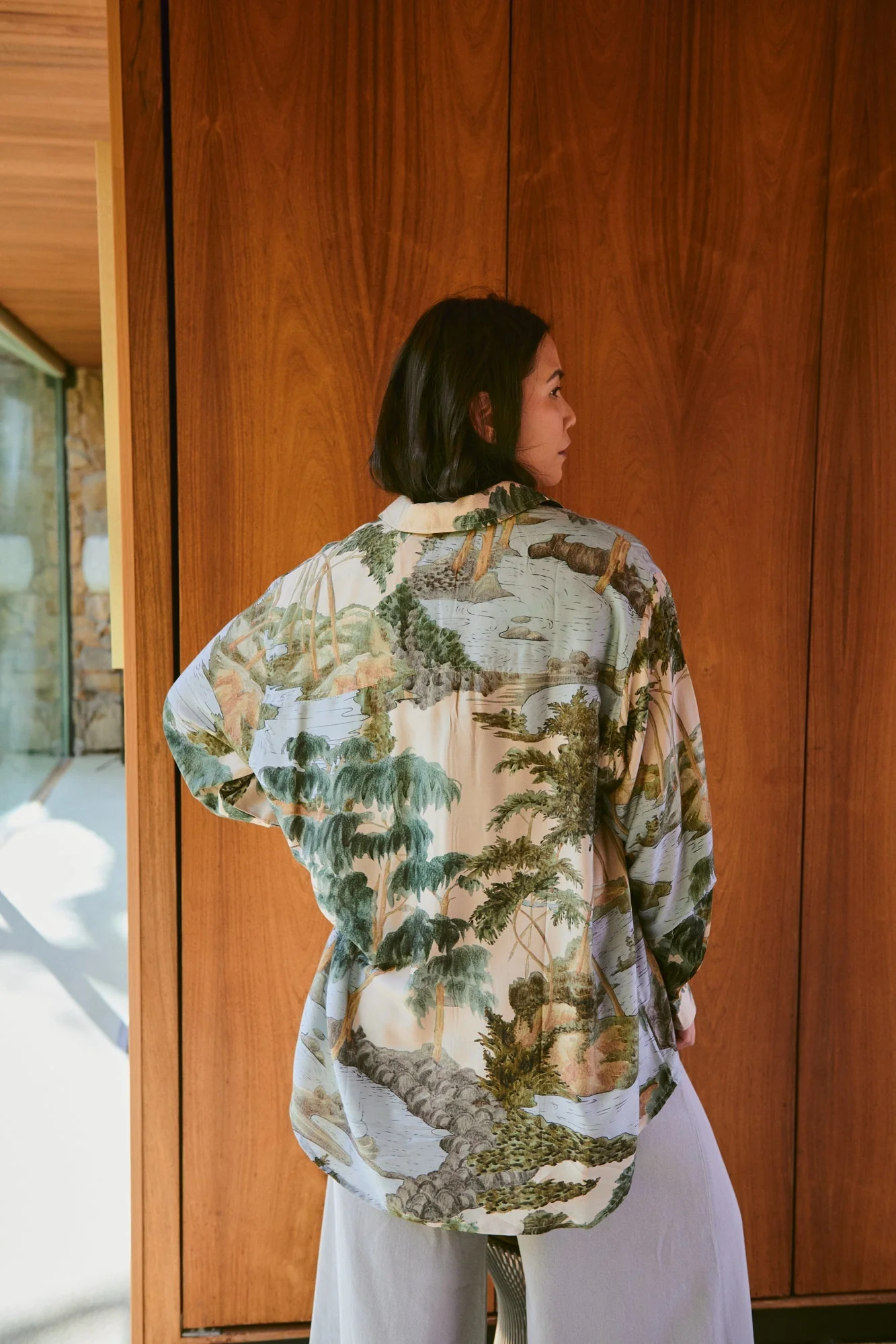 Rivers and Trees Natural Oversized Shirt - Image 3